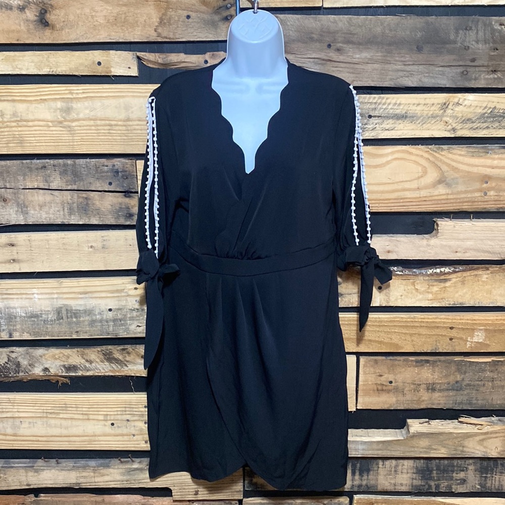 made with love. Black Dress with White Detailing~Sz Large